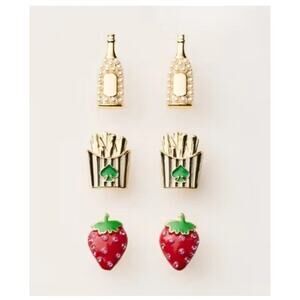 Kate Spade x Target Stud Earrings - Strawberry, French Fries, Champagne 3 Pairs